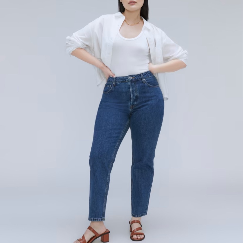 Everlane Curvy 90’s Cheeky High Rise Straight Dark Jeans